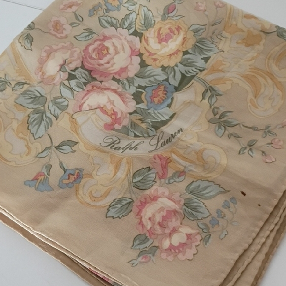 Ralph Lauren Accessories - Vintage Ralph Lauren Kathleen Floral Silk Scarf 34x34 1980s
